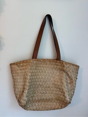 Madewell leather woven tote
